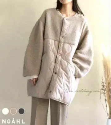 NOAHL 보아 퀼팅 절개 코트 베이지 M