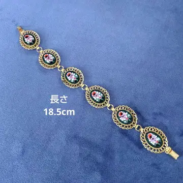 꽃무늬 모자이크 돌 장식 골드 팔찌