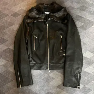 새상품급 FOXEY NEW YORK 블랙 가죽 라이더 자켓 사이즈 40