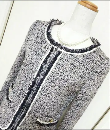 노카라 트위드 자켓 네이비