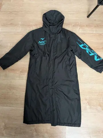 미즈노 NXT 후드 부착 롱 코트 블랙 벤치 코트 S 사이즈 미즈노