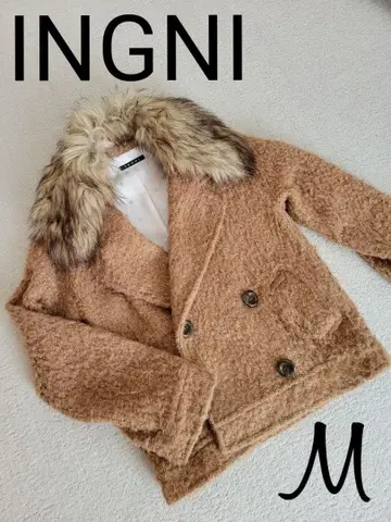 INGNI 퍼 달린 더블 브레스트 코트 M