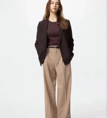 UNIQLO 턱 와이드 팬츠 베이지 XS