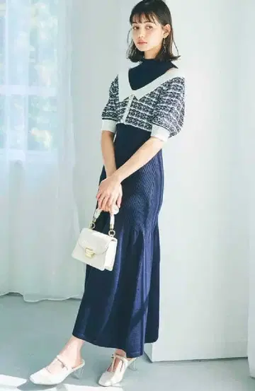 다즐린 dazzlin 트위드 숏 니트 원피스