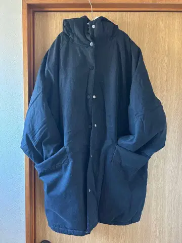 오버 사이즈 후드 부착 자켓 블랙