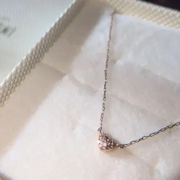 쥬얼리 츠츠미 로즈 골드 하트 모양 목걸이 다이아몬드 입체 새상품급