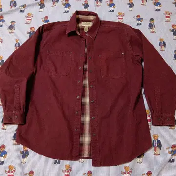 L.L.Bean 덕지 버건디 긴팔 셔츠 L-REG