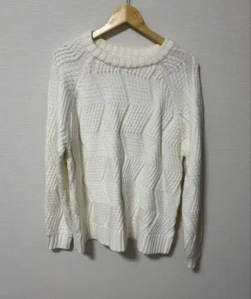 haco 화이트 웨이브 편직 긴팔 니트 화이트 haco!