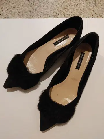 파비오 루스코니 퍼 장식 펌프스 37 포인트 23.5 블랙