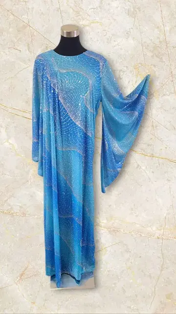 롱 드레스 가라오케 스테이지 발표회 무대 블루