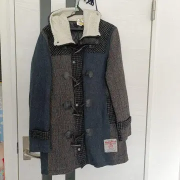 Harris Tweed 멀티 컬러 더플 코트 남성용 L 사이즈