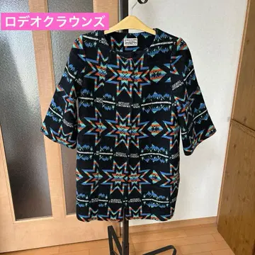 새상품급 RODEO CROWNS 별 패턴 롱 코트 M