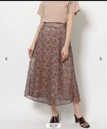 머큐리 듀오 플리츠 롱 스커트 꽃무늬 레이스 사이즈 F