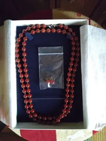 붉은 마노 롱 목걸이 & 귀걸이 (코시다 마사야)