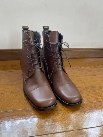 브라운 레이스업 숏부츠 24cm
