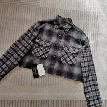 Pendleton 그레이 체크 무늬 크롭 셔츠 FREE