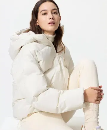 심리스 다운 후드티 화이트 다운 자켓 M 후드티