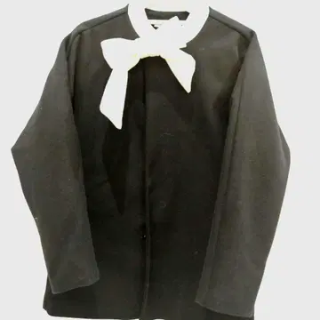 [택 포함 새상품] 블랙 롱 코트 화이트 리본