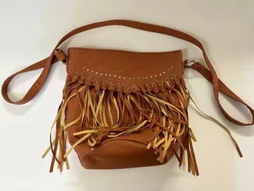 프린지 장식 브라운 숄더백 여성용 남성용