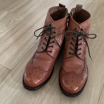 나추란 천연 가죽 윙팁 부츠 24.5cm 39