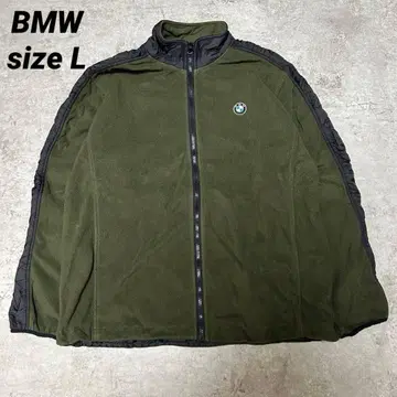 레어 BMW 플리스 자켓 L 올리브 그린 나일론 절개 구제 의류 카키