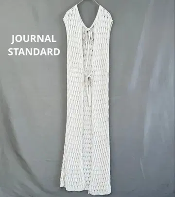 저널 스탠다드 2way 면 니트 롱베스트 베스트 라이트 베이지