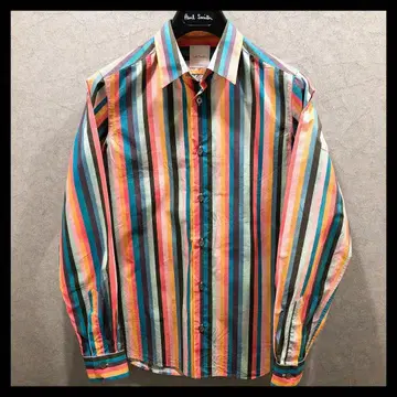 폴스미스 긴팔 셔츠 M 사이즈 스트라이프 패턴 멀티 컬러