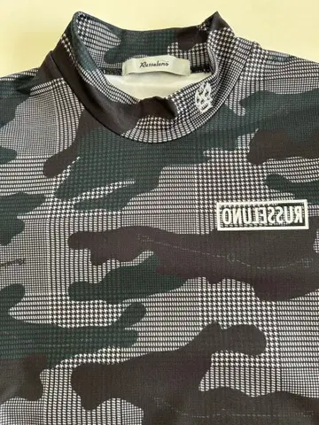 러셀룬도 러셀 긴팔 하이넥 셔츠 카모 패턴 골프웨어