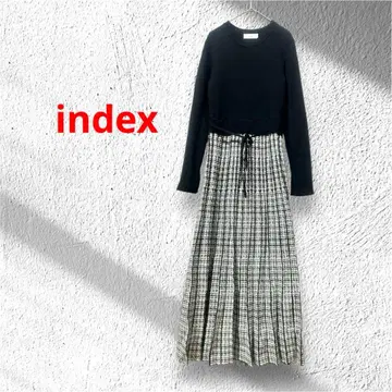 인덱스 index 자카드 플리츠 니트 원피스