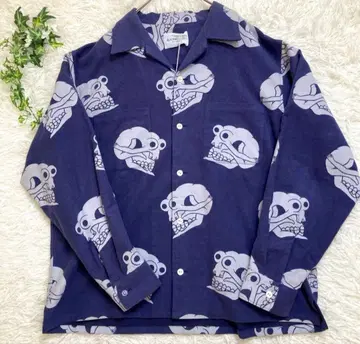 [ 미사용 새상품 ] BLACK WEIRDOS 스컬 패턴 플란넬 셔츠 M