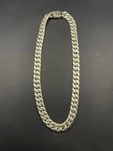 실버 925제! 초와이드! 208g! 52cm 큐반 목걸이 키헤이