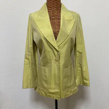 Gianfranco Ferre 옐로우 그린 테일러드 자켓 포켓 부착