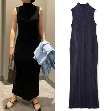 FRAY I.D 정가 2.3만 와이드 리브 홀 원피스 블랙 프리