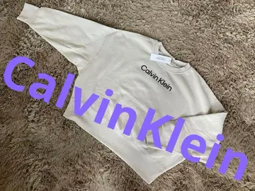 캘빈클라인 크롭 맨투맨 베이지 새상품