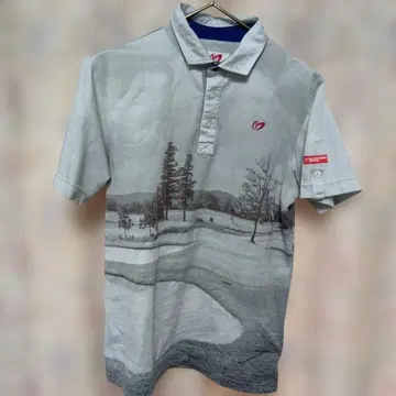 골프 코스 프린트 그레이 피케 셔츠