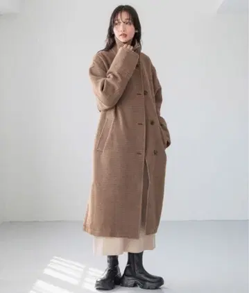 LOWRYSFARM 울라이크 체크 스탠드 코트