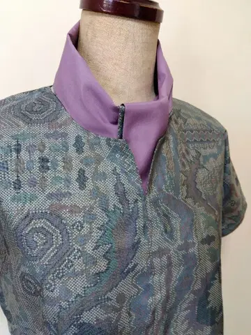 오시마 명주 기모노 리메이크 - * - 키넥, 돌먼 슬리브 튜닉