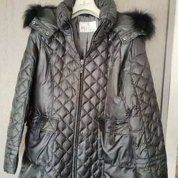 M's 블랙 다운 퀼팅 롱 코트