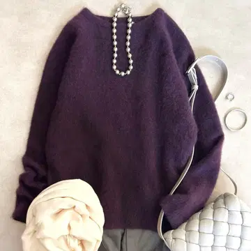 새상품급 ATON // 캐시미어 100% 퍼 니트 풀오버 퍼플