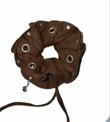 브라운 개더 스크런치 아이렛 포함