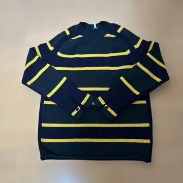 sacai 울 100% 보더 스웨터