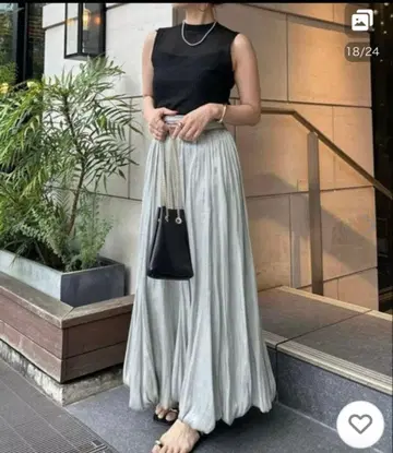 anuans 새틴 드레이프 벌룬 스커트