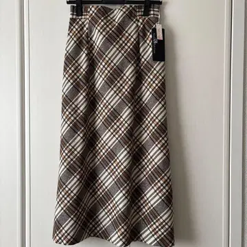 컬 파 크레인 롱 스커트 울 바이어스 체크 A라인 일본제