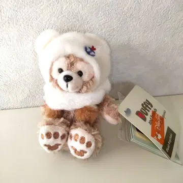 홍콩 디즈니 더피 키링 봉제 인형 마스코트 앉은 모습