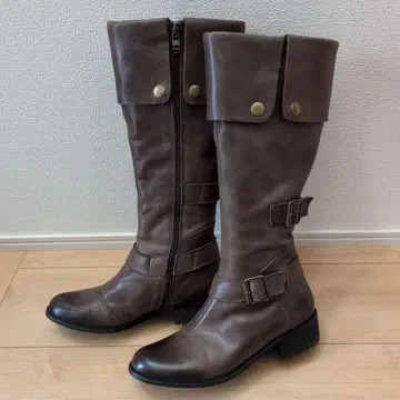 브라운 롱 부츠 지퍼 포함