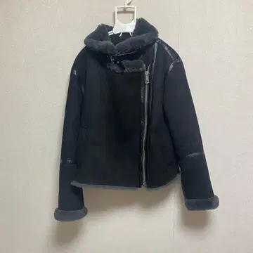 ZARA 무스탕 퍼 자켓 코트 블랙 지퍼