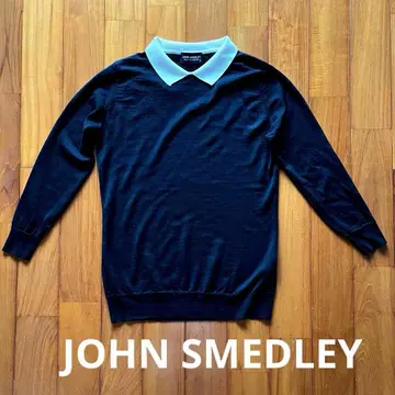 존스메들리*클레릭 폴로 니트[S] 카라 부착 니트*바이컬러*블랙