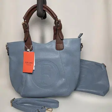 미사용 새상품 FIRANO 빅 로고 엠보싱 블루 그레이 A4 백 인 백