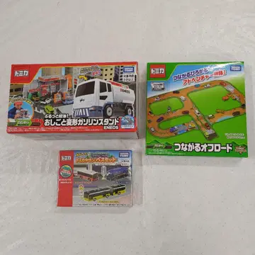 토미카 직업 변형 주유소 이어지는 오프로드 토미카 타운 버스 세트