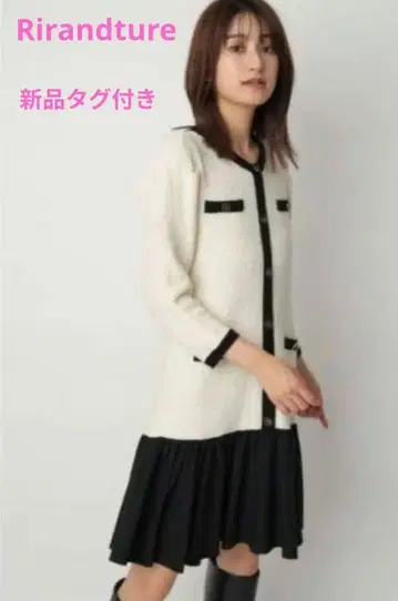 [택 포함 새상품] 리랜드트루 트위드 니트 A라인 원피스